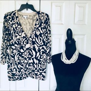 NWOT Black/Taupe Croft & Barrow Damask Cardigan
